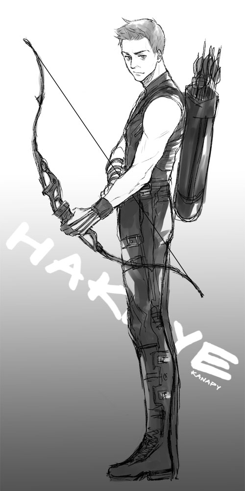 hawkeye and clint barton (marvel and 1 more) drawn by onegingek
