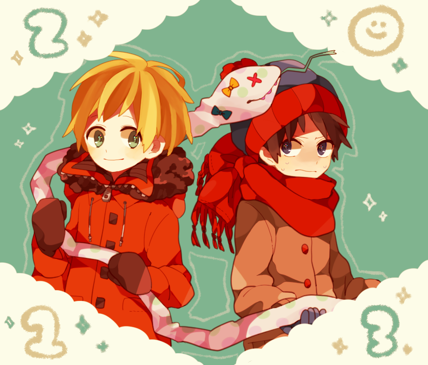 stan marsh and kenny mccormick (south park) drawn by maco22