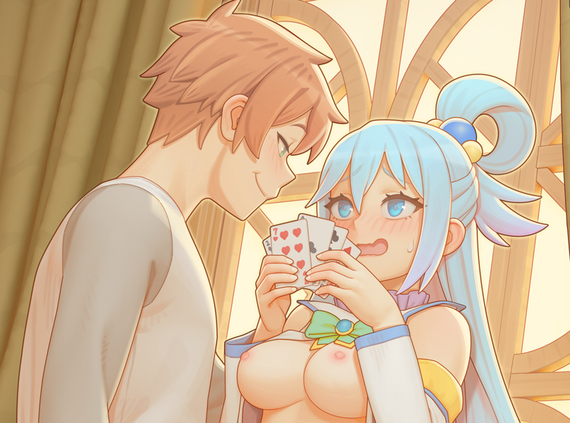 aqua and satou kazuma (kono subarashii sekai ni shukufuku wo!) drawn by bartolomeobari