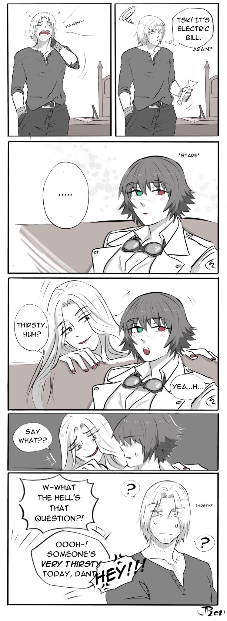 dante, lady, and trish (devil may cry and 1 more) drawn by jumpoon