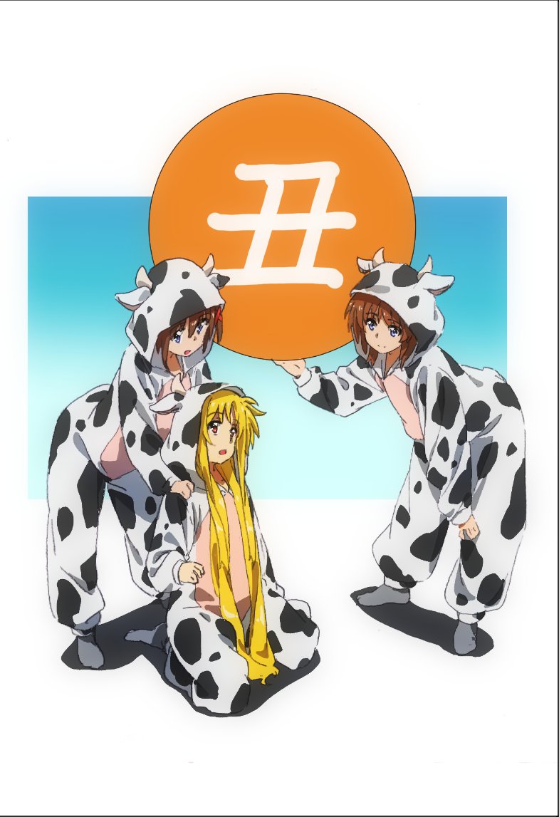 fate testarossa, takamachi nanoha, and yagami hayate (lyrical nanoha and 2 more) drawn by bygddd5