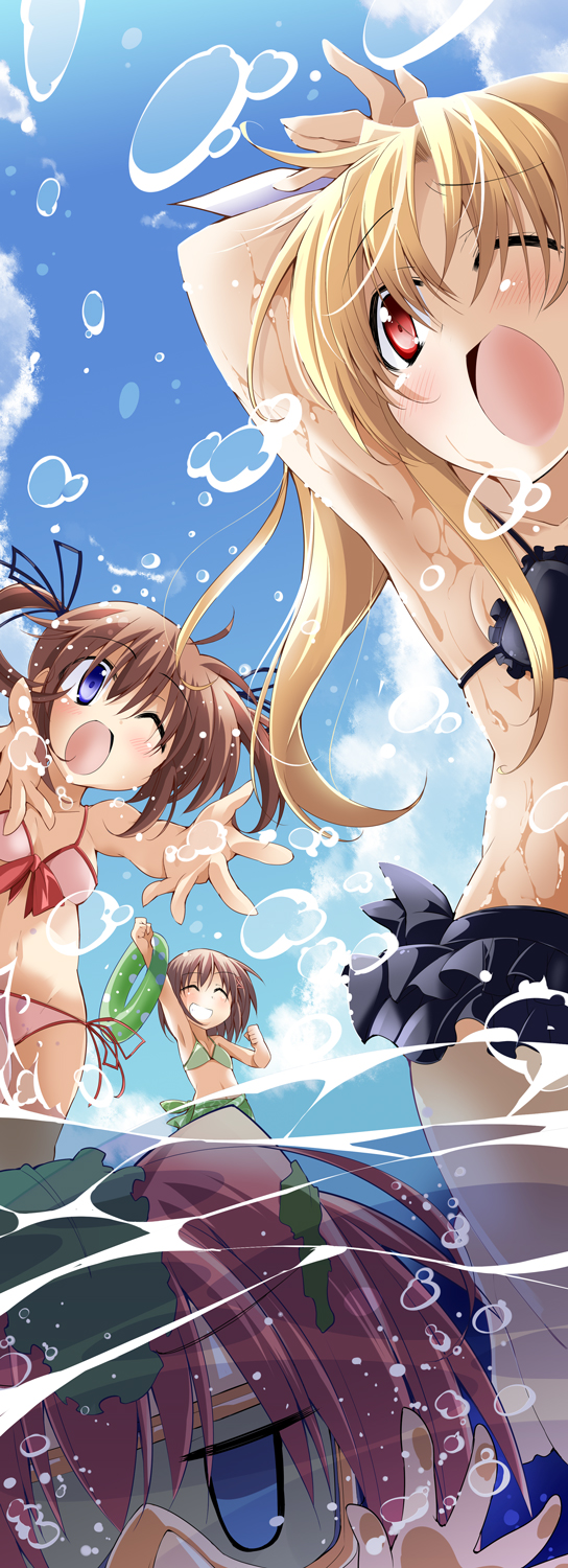 fate testarossa, takamachi nanoha, yagami hayate, and vita (lyrical nanoha and 2 more) drawn by bibi02