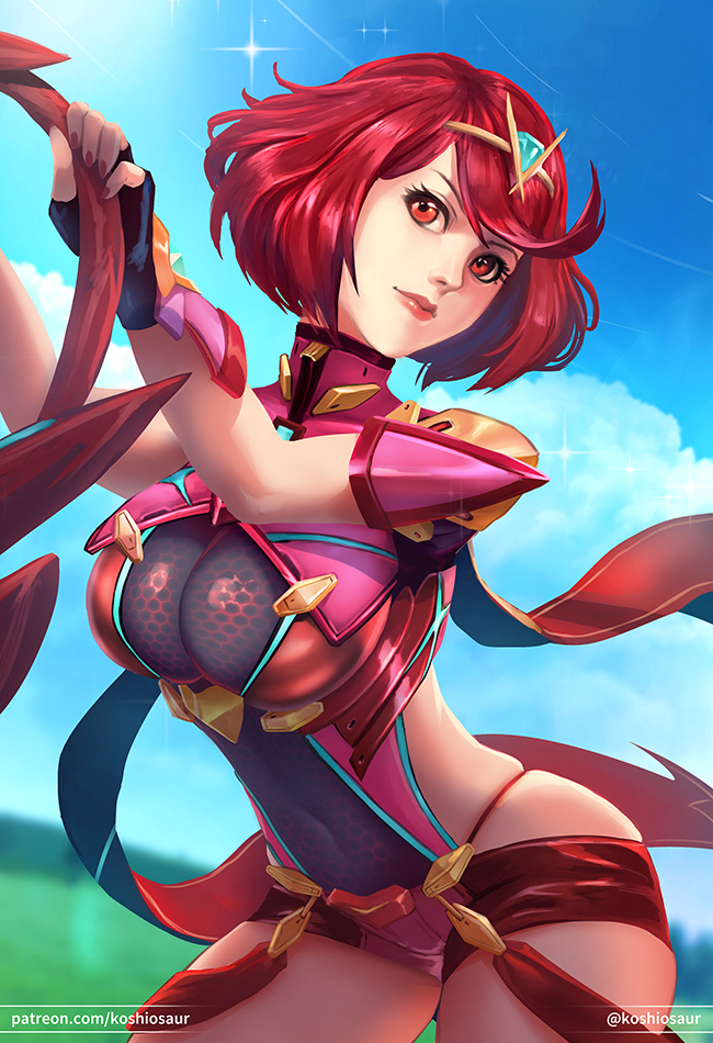 pyra (xenoblade chronicles and 1 more) drawn by koshio