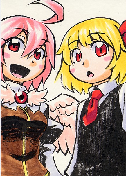 rumia and mystia lorelei (touhou) drawn by kawachi_koorogi