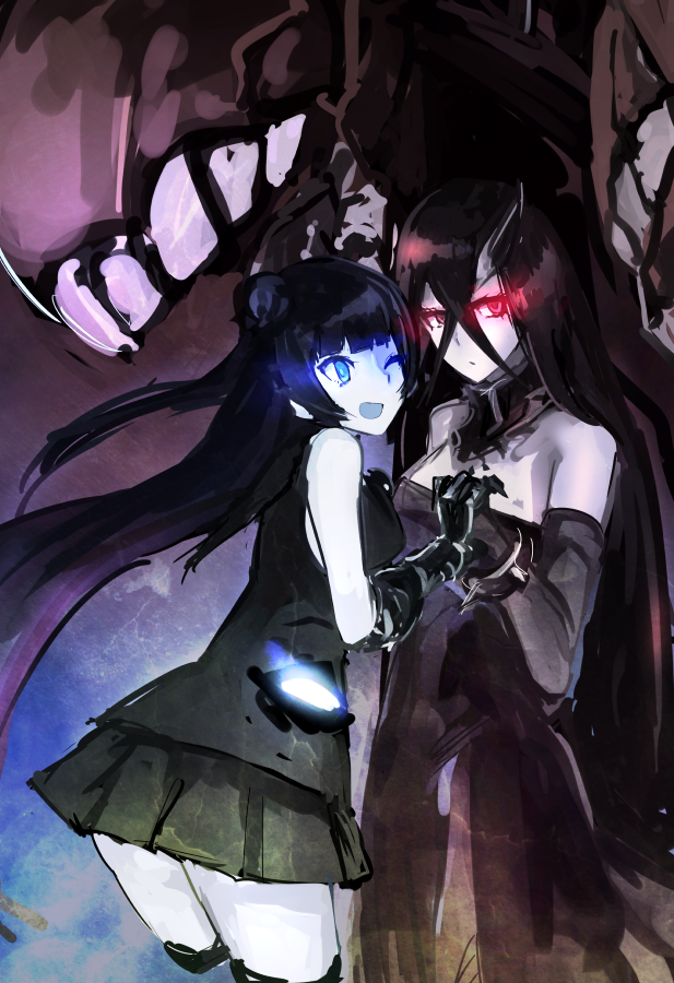 battleship water oni and light cruiser oni (kantai collection) drawn by weasel_(close-to-the-edge)