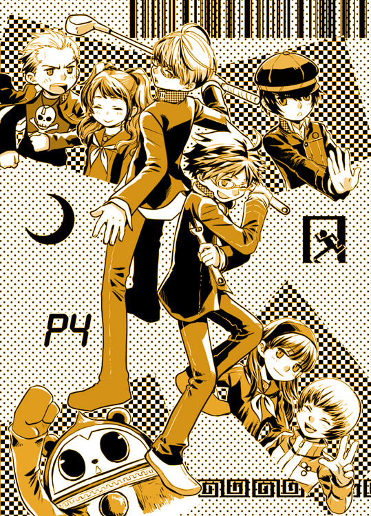 narukami yu, shirogane naoto, satonaka chie, kujikawa rise, amagi yukiko, and 3 more (persona and 1 more) drawn by kuroyagikenta