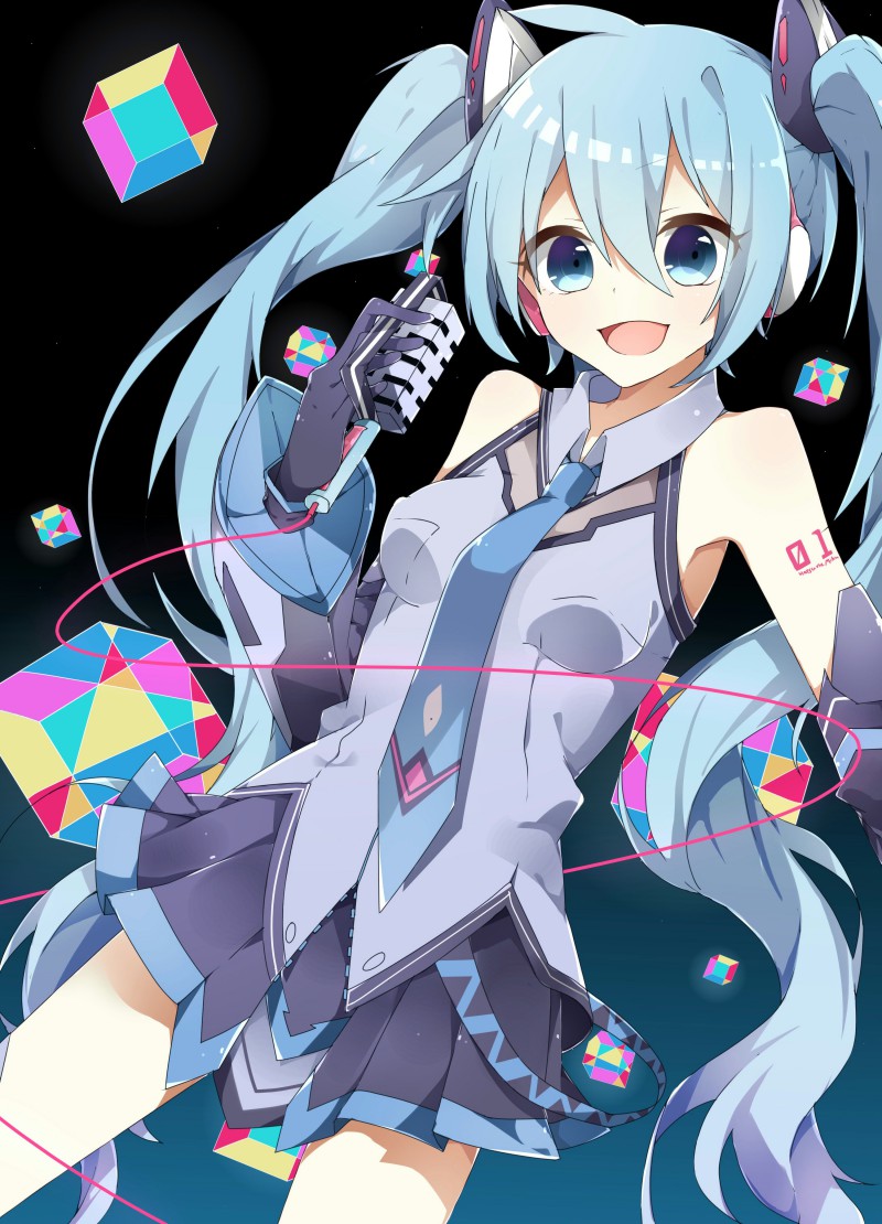 hatsune miku and magical mirai miku (vocaloid and 1 more) drawn by puchihime