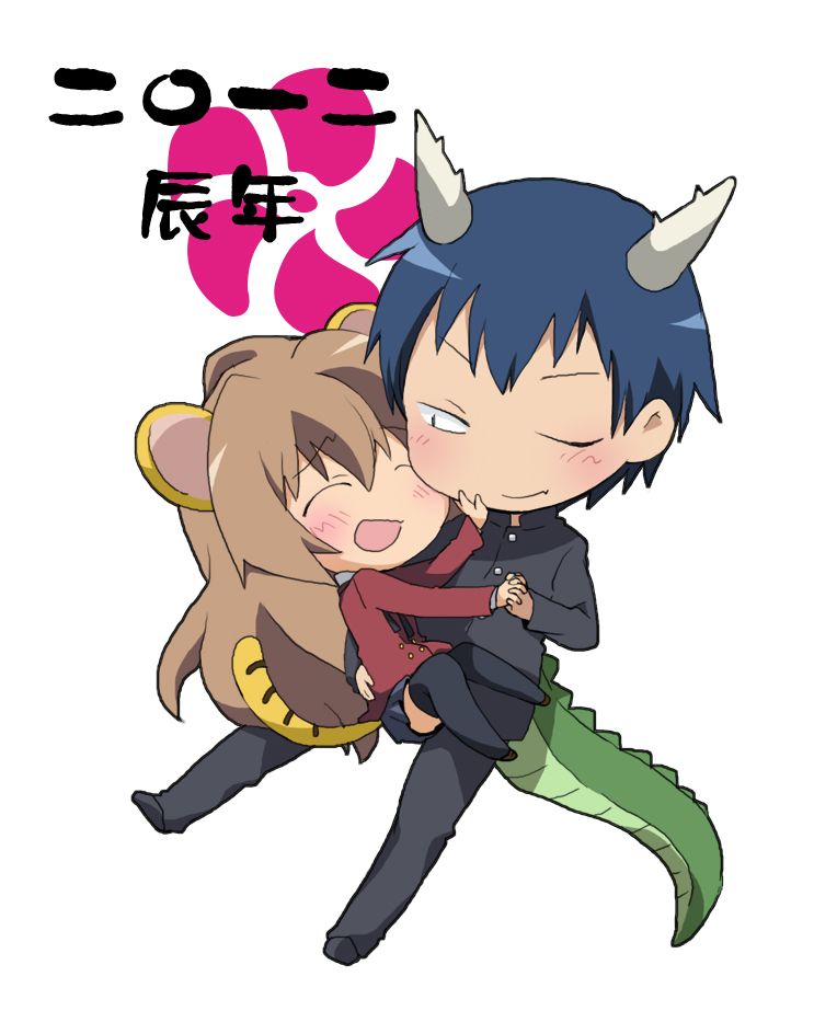 aisaka taiga and takasu ryuuji (toradora!) drawn by rikuta