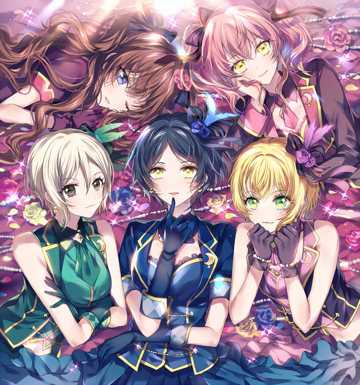 jougasaki mika, ichinose shiki, hayami kanade, miyamoto frederica, and shiomi syuko (idolmaster and 1 more) drawn by nennen