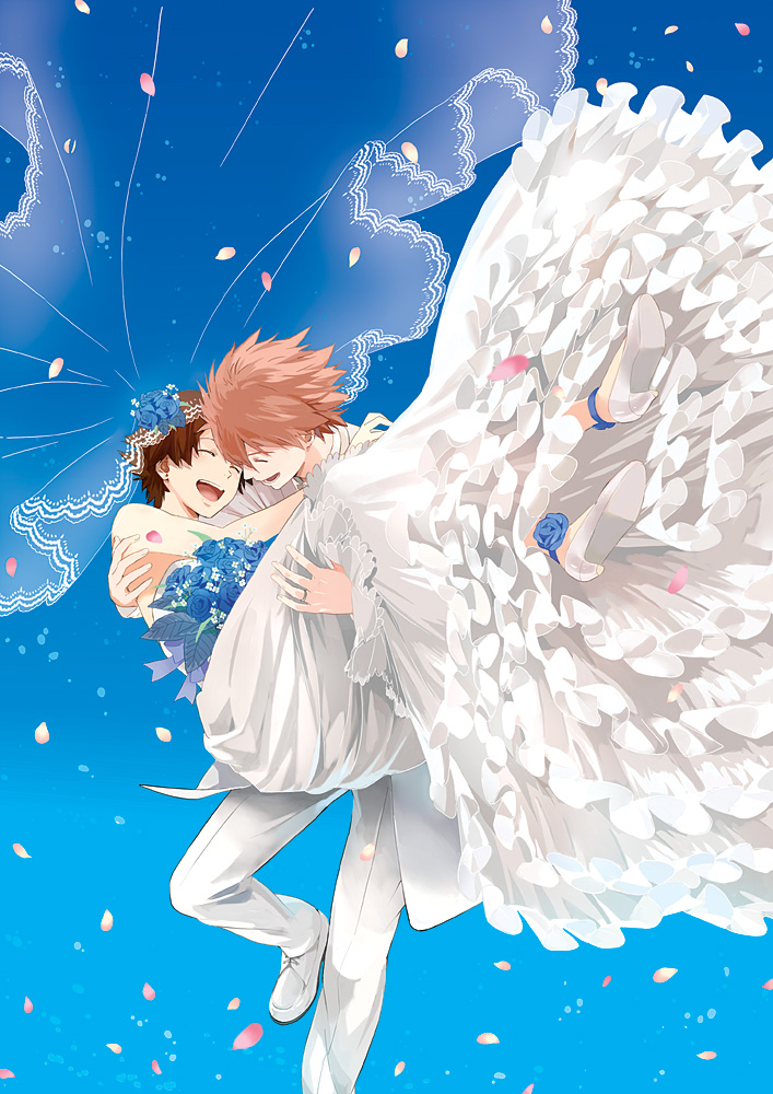 konno makoto and mamiya chiaki (toki wo kakeru shoujo) drawn by habuki
