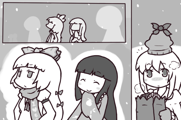 fujiwara no mokou, kamishirasawa keine, and houraisan kaguya (touhou) drawn by inishie