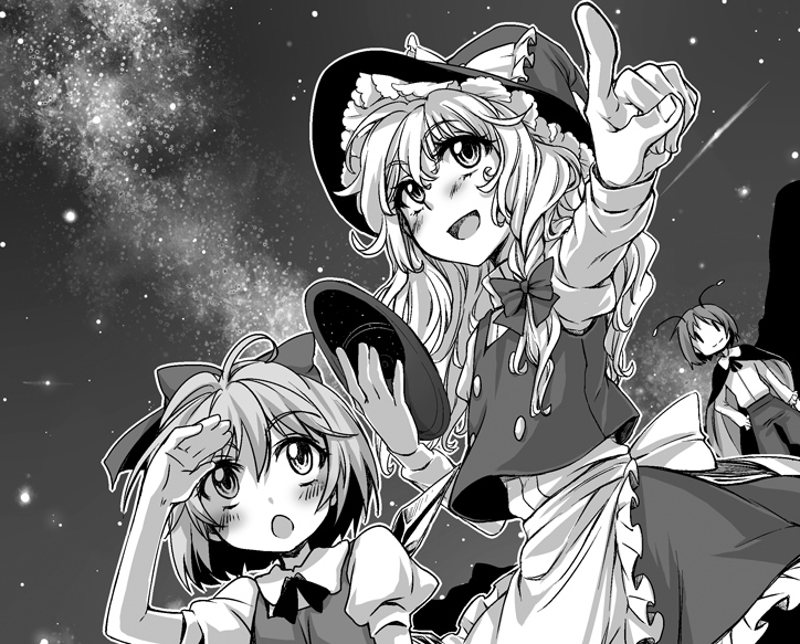 kirisame marisa, cirno, and wriggle nightbug (touhou) drawn by matilda_(matildax)