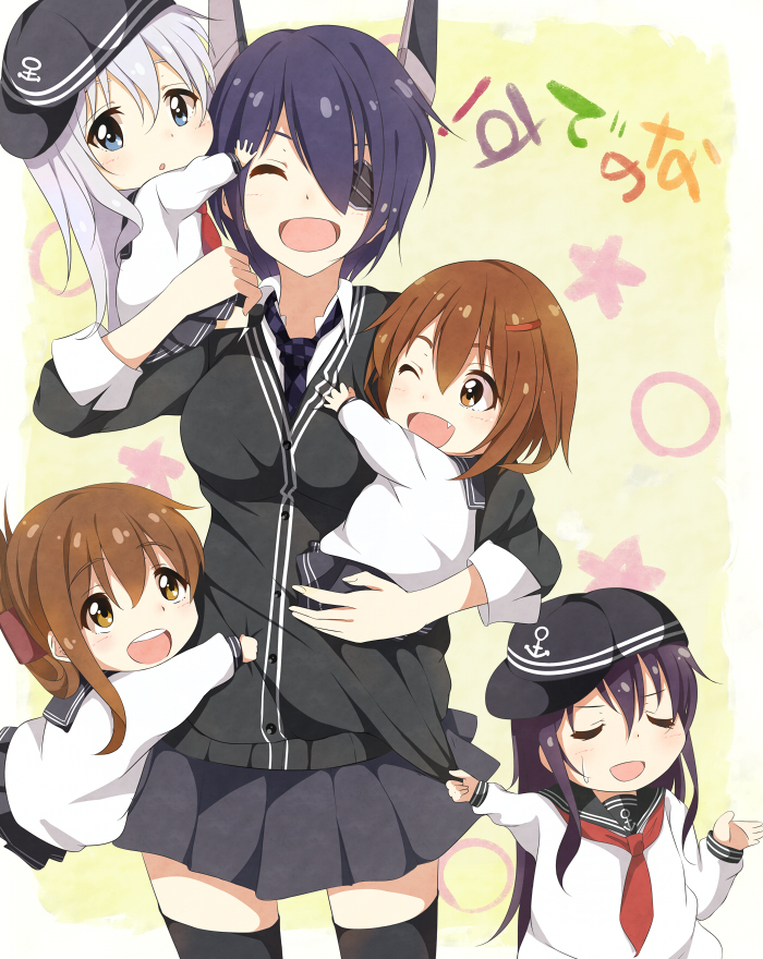 hibiki, inazuma, tenryuu, ikazuchi, and akatsuki (kantai collection) drawn by hitotsuki_nanoka