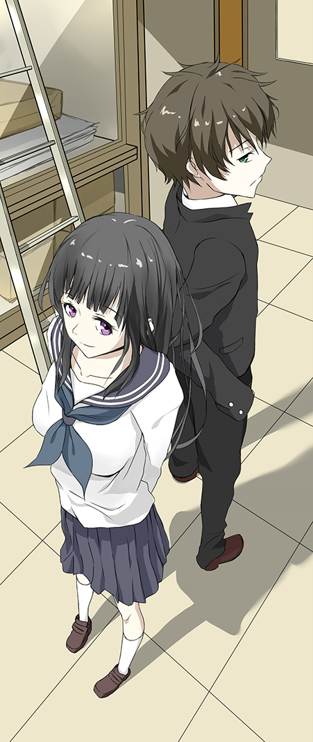 chitanda eru and oreki houtarou (hyouka) drawn by den_(kur0_yuki)