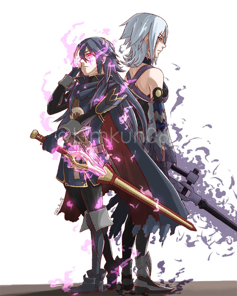 lucina, aqua, and anti-aqua (fire emblem and 4 more) drawn by kiora06