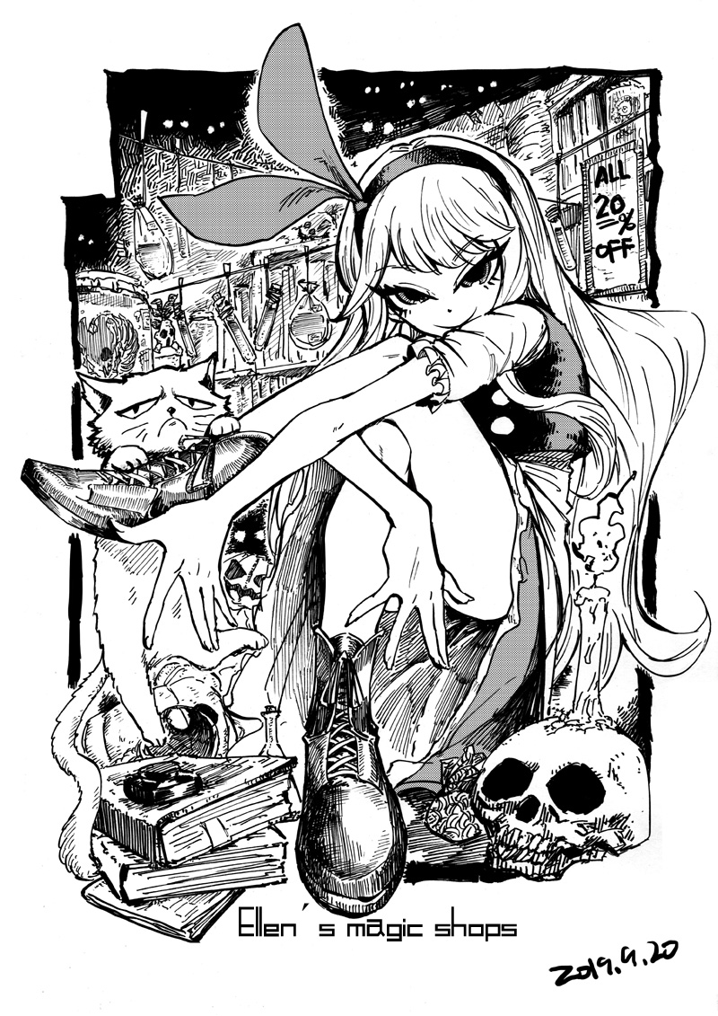ellen, sokrates, and grumpy cat (touhou) drawn by heran_hei_mao