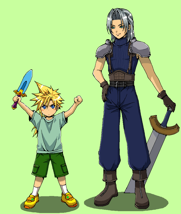 cloud strife and sephiroth (final fantasy and 1 more) drawn by popochan-f
