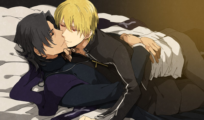 gilgamesh and kotomine kirei (fate and 1 more) drawn by vox