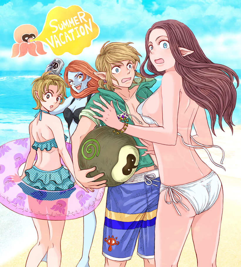 link, princess zelda, midna, ilia, and octorok (the legend of zelda and 1 more) drawn by momen