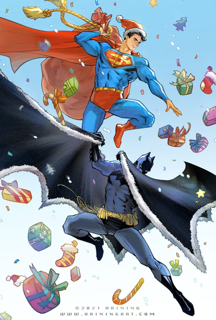 batman, superman, clark kent, and bruce wayne (dc comics and 2 more) drawn by haining