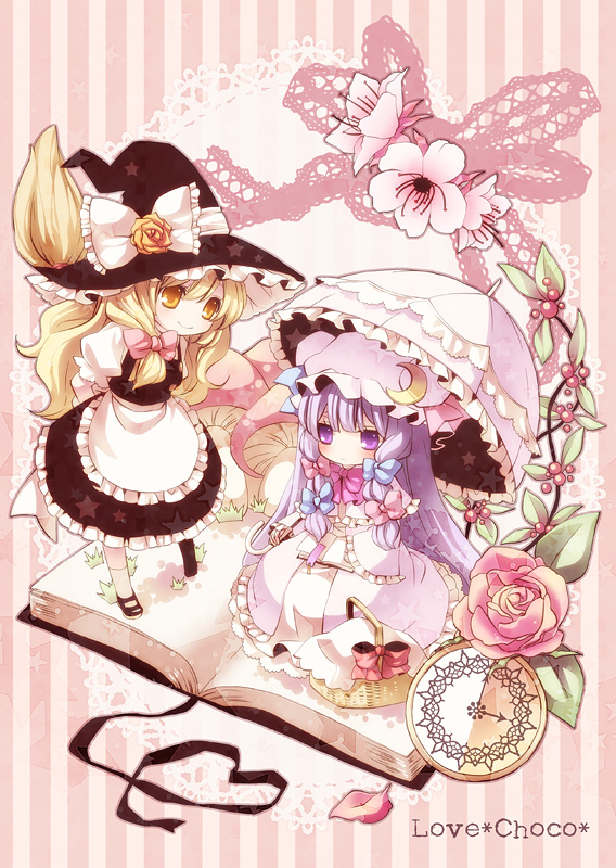 kirisame marisa and patchouli knowledge (touhou) drawn by moru
