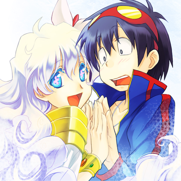 nia teppelin and simon (tengen toppa gurren lagann) drawn by shinomna