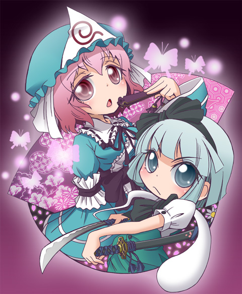 konpaku youmu and saigyouji yuyuko (touhou) drawn by emu_(toran)
