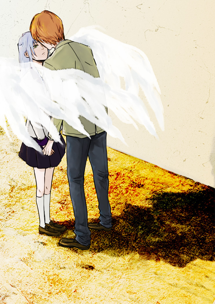 tachibana kanade and otonashi yuzuru (angel beats!) drawn by madoara