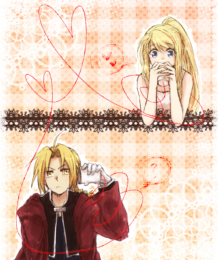 edward elric and winry rockbell (fullmetal alchemist) drawn by tsukuda0310