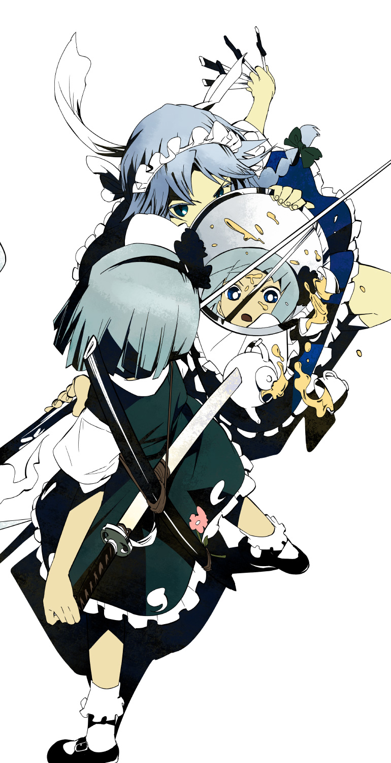 izayoi sakuya and konpaku youmu (touhou) drawn by mizu_asato