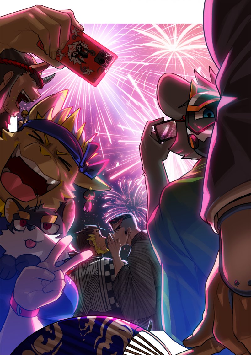 jinnosuke, rasho, rai, fu, and kongoh (another eidos-r) drawn by absol_(dkqthf)