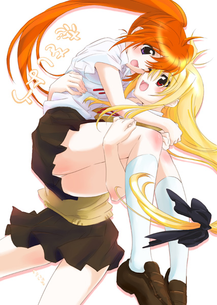 fate testarossa and takamachi nanoha (lyrical nanoha and 2 more) drawn by tokoharu