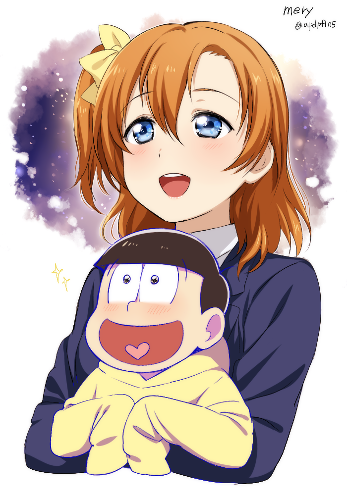 kosaka honoka and matsuno jyushimatsu (love live! and 4 more) drawn by mery_(yangmalgage)