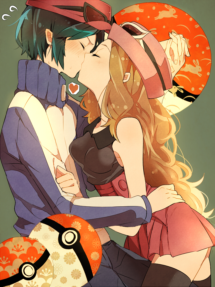 serena and calem (pokemon and 1 more) drawn by komomo1214