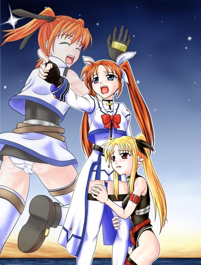 fate testarossa, takamachi nanoha, and teana lanster (lyrical nanoha and 1 more) drawn by tetami