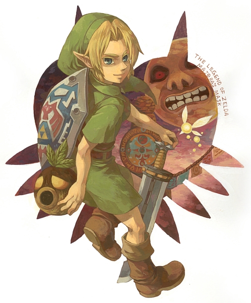 link, majora, tatl, and moon (the legend of zelda and 1 more) drawn by ano_(anomiya)