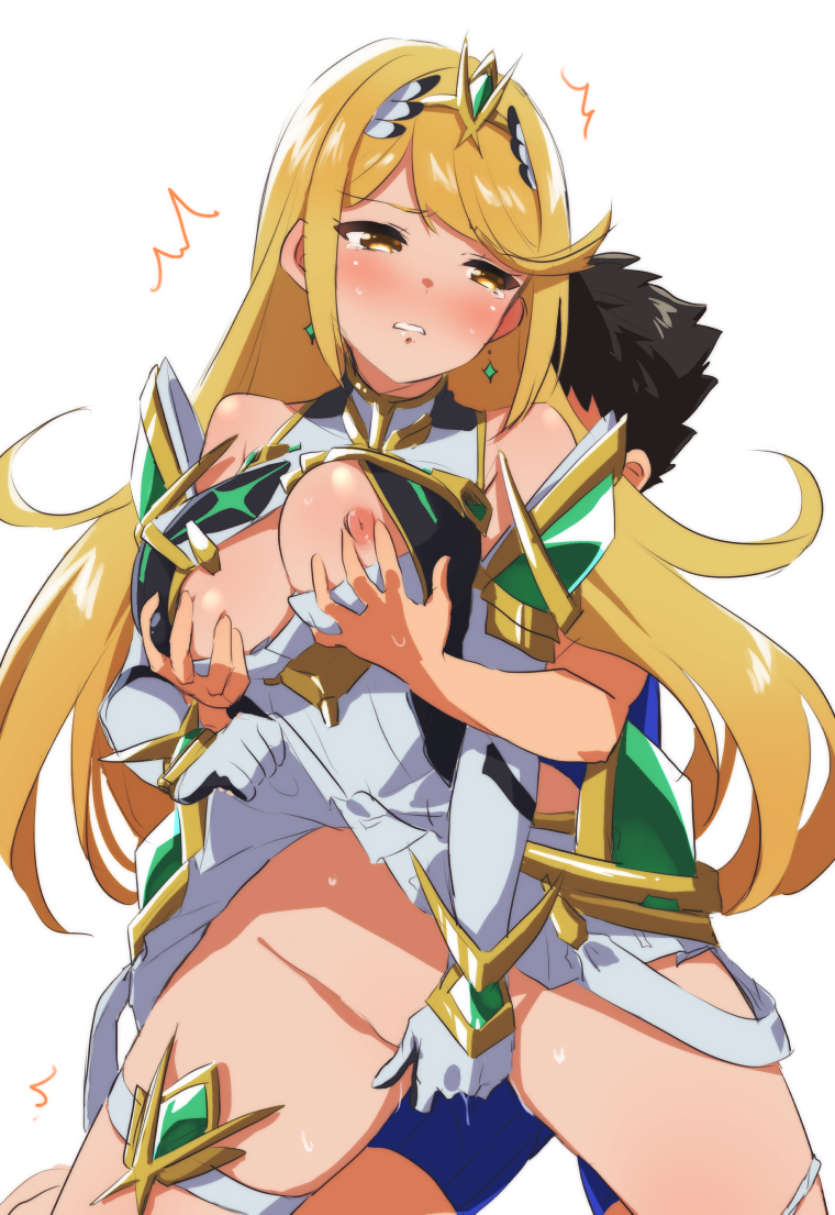 mythra and rex (xenoblade chronicles and 1 more) drawn by mokki_(smtkmokki)