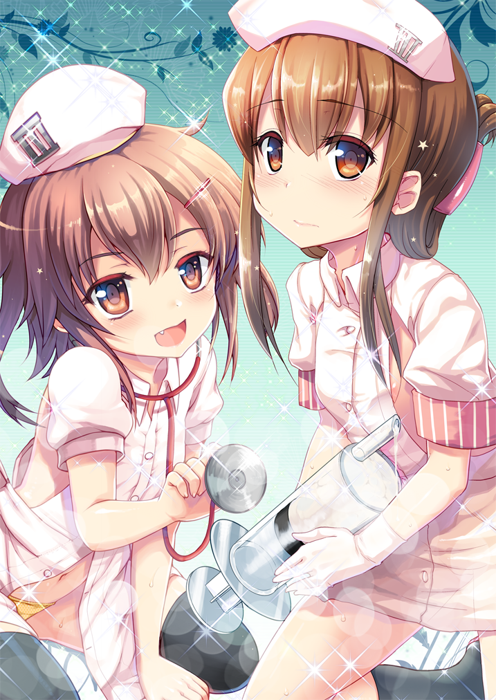 inazuma and ikazuchi (kantai collection) drawn by rougetsu_(eclipse)
