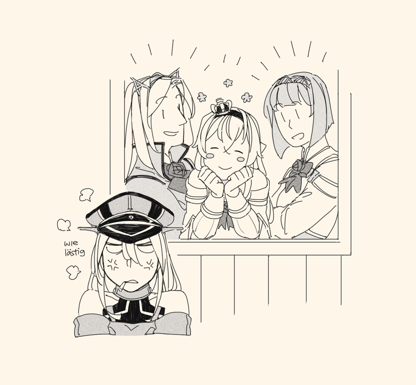 bismarck, warspite, ark royal, and nelson (kantai collection) drawn by weidashming