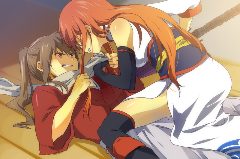 kagura and okita sougo (gintama and 1 more) drawn by nuriko-kun