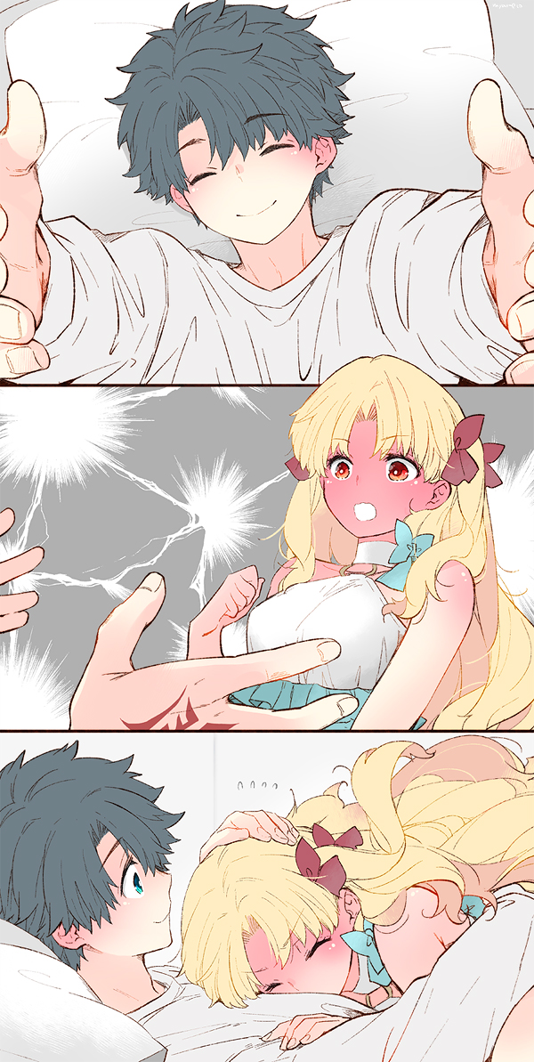fujimaru ritsuka, ereshkigal, and space ereshkigal (fate and 1 more) drawn by azumi_(myameco)
