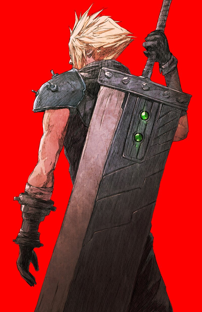 cloud strife (final fantasy and 2 more) drawn by chun_lo