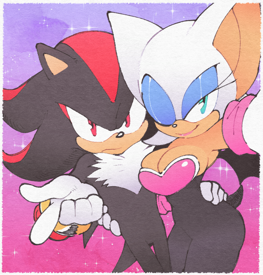 shadow the hedgehog and rouge the bat (sonic) drawn by inkerton-kun