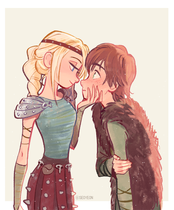 astrid hofferson and hiccup horrendous haddock iii (how to train your dragon and 1 more) drawn by seoyeon
