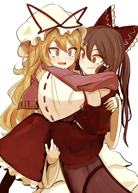 hakurei reimu and yakumo yukari (touhou) drawn by necro_(nekurodayo)