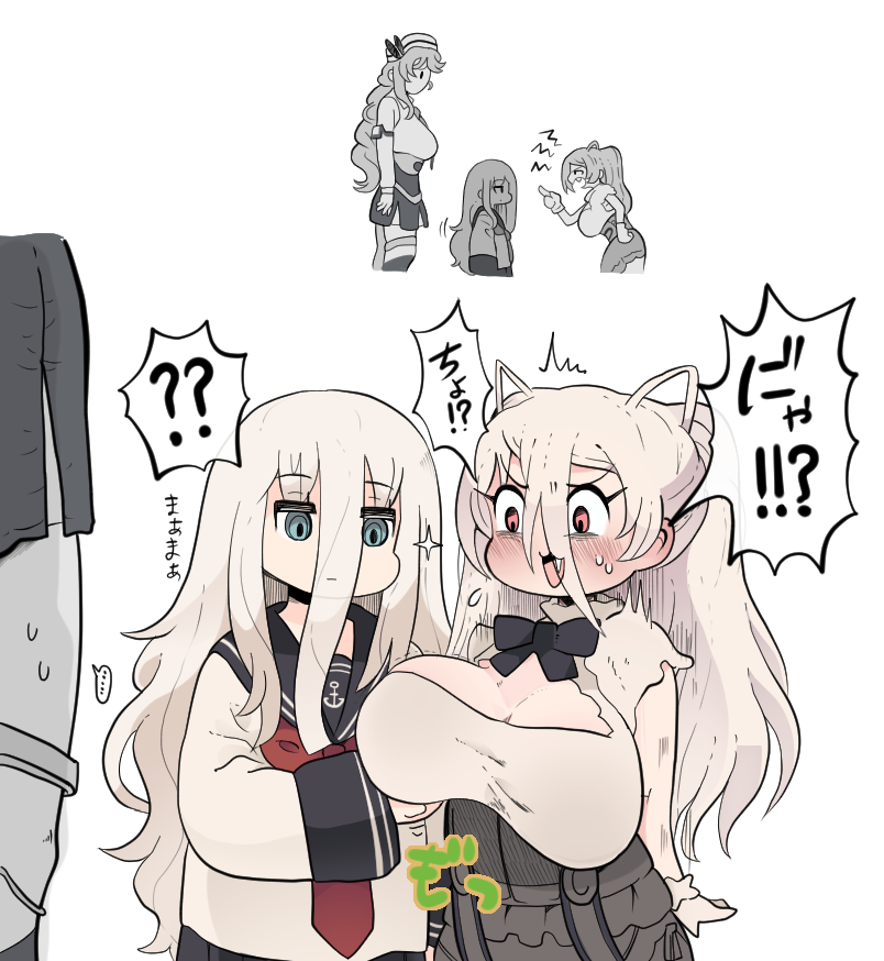 hibiki, littorio, conte di cavour, and conte di cavour nuovo (kantai collection) drawn by kokoyashi