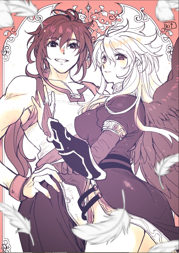 nina and ryu (breath of fire and 1 more) drawn by kitou_en