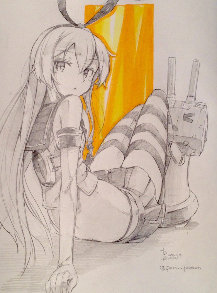 shimakaze and rensouhou-chan (kantai collection) drawn by pemu