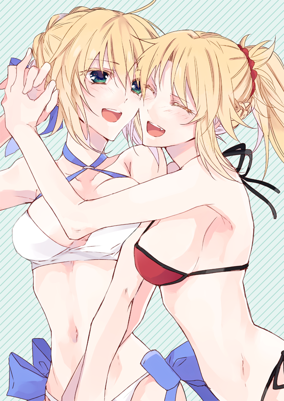 artoria pendragon, saber, and mordred (fate and 3 more) drawn by 9tsumura