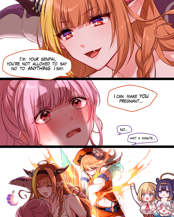 gawr gura, mori calliope, ninomae ina'nis, takanashi kiara, watson amelia, and 1 more (hololive and 1 more) drawn by mamaloni
